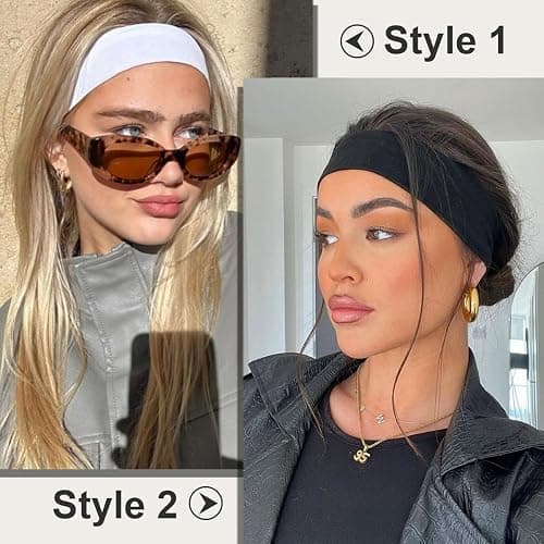 AWUMBUK Stirnband Damen Sport, 8 Pack Haarband Schwarz Haarbänder Damen Herren Antirutsch Stirnbänder Elastisch Headband Unisex Hair Band Sport Yoga Workout Laufen Fitness Gym Haarschmuck thumbnail 2