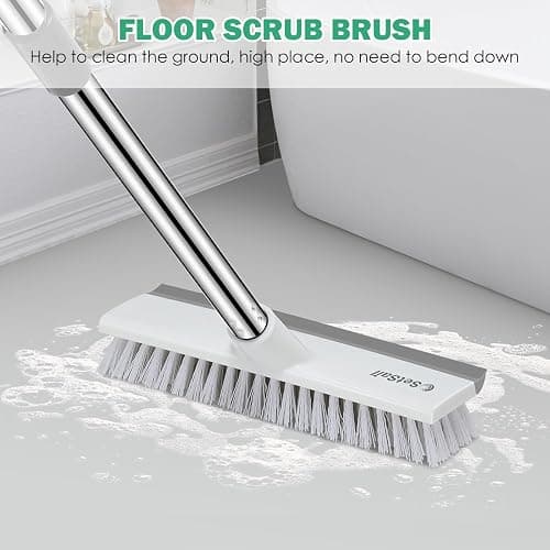 SetSail Floor Scrub Brush with 51-Inch Long Adjustable Handle 2 in 1 Scrape Brush Stiff Bristle Floor Scrubber for Cleaning Shower Bathroom Garage Kitchen Wall Deck Tub Tile thumbnail 7