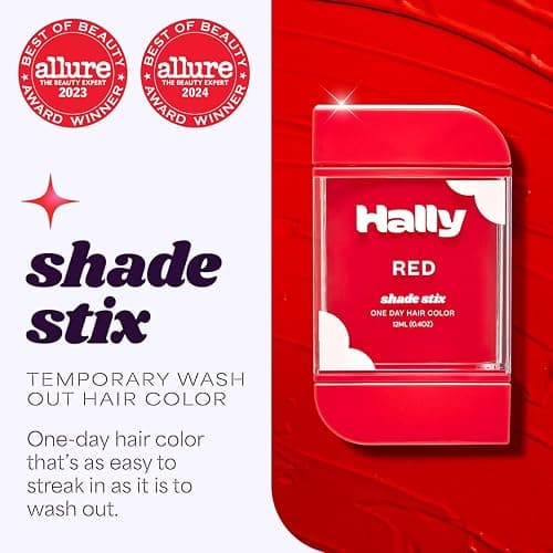 Hally Hair Temporary Hair Color, Shade Stix (Red) - Hair Makeup Accessories for Kids, Teens & Adults - 12 ml Washable Hair Chalk & Dye for Festivals, Sporting Events & Parties thumbnail 2