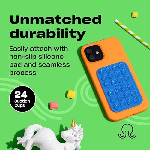 OCTOBUDDY Classic - Silicone Suction Phone Case Adhesive Mount - Hands-Free, Strong Grip Holder for Selfies & Videos - iPhone & Android Compatible - 2.25″ x 3.25″, Blue Ashes thumbnail 4
