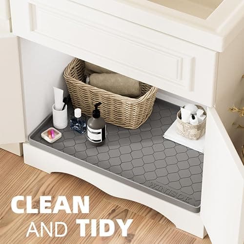 Winisok Silicone Under Sink Mat 34" x 22", kitchen Essentials and Gadgets, Shelf liner and Cabinet Protector, Home Organizers and Storage, Waterproof Bathroom Tray thumbnail 5