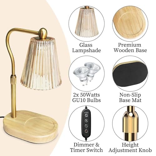 seenlast Candle Warmer Lamp with Timer Dimmer Adjustable Height,Vintage Home Decor for Scented Jar,Mother's Day gift thumbnail 8