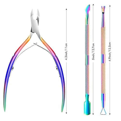 Cuticle Trimmer Cuticle Remover with Cuticle Pusher, XUNXMAS Professional Stainless Steel Durable Pedicure Manicure Tools Cutter Nipper Scissor Clipper for Fingernails and Toenails Dead Skin thumbnail 3