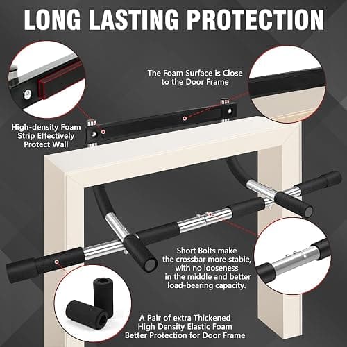 TOPOKO Upgrade Pull Up Bar for Doorway - Max Capacity 440 lbs, Portable Upper Body Workout Bar for Strength Training thumbnail 4