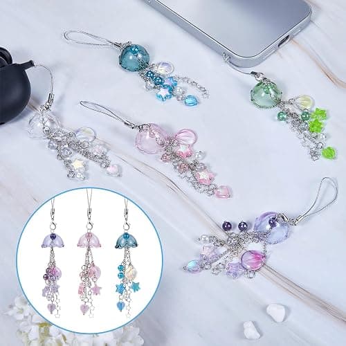 BEEFLYING Jellyfish Phone Charms Aesthetic Y2K Cute Charm Straps Cell Phone Pendants Accessories with Star Heart for Bag Keychain Camera Wallet Decor, Blue thumbnail 5