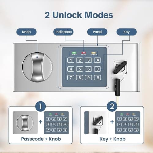 Locksworth Safe for Home, 0.6 Cubic Feet Safety Box, Lock Box for Money, Jewelry, Documents and Guns, Digital Security Safe for Office, Hotel and Personal Use, 13.8"W x 9.8"D x 9.8"H thumbnail 3