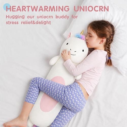 Tianmihou 36” Long Unicorn Plush Body Pillow, Giant Cute Colorful Unicorn Stuffed Animals, Large Unicorn Squishy Soft Plushies Toy, Gifts for Kids Girls and Boys, Birthdays ﻿ thumbnail 6