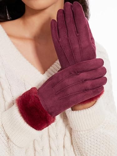 Orrpally Women Winter Gloves Thermal Touchscreen Gloves Windproof Outdoor Suede Gloves thumbnail 3