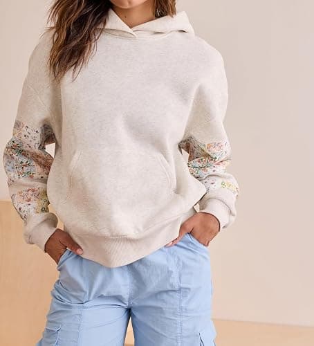 Yojeasrio Cute Hoodies for Teen Girls Floral Embroidered Patchwork Hoodie Y2k Oversized Pullover Sweatshirt Preppy Streetwear thumbnail 2