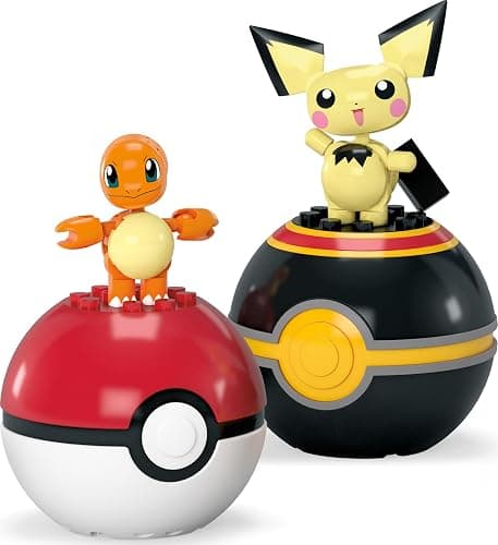 MEGA Pokémon Building Toys Set Pichu & Charmander with 40 Pieces, 2 Poseable Characters and Poké Ball, 2 Inches Tall, for Kids thumbnail 4