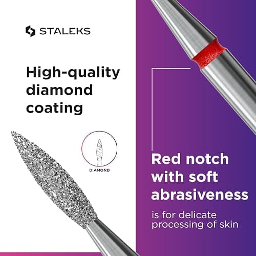 Staleks Pro Diamond Nail Drill Bit Flame Red Expert – 2.1mm Head Diameter, 8mm Working Part – Professional Nail Drill Bit – Diamond Coating – Precise Cuticle & Nail Care thumbnail 6