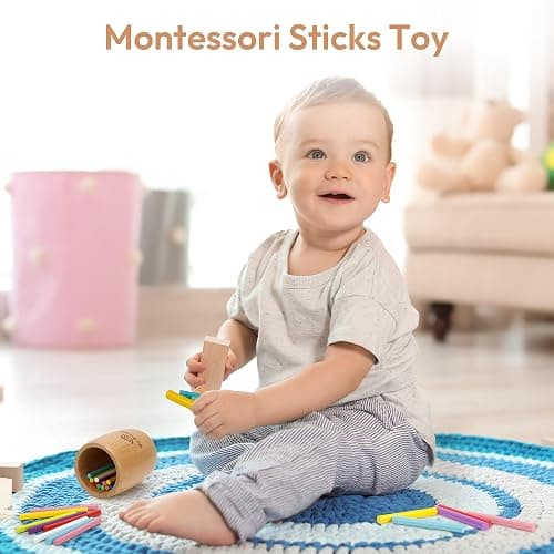 Woodtoe Montessori Color Sorting Toy, 11 Colors Montessori Sticks for 1 2 3 Year Old, Wooden Sensory Toys for Toddler, Fine Motor Skills, Preschool Learning Birthday Christmas Toys for Boys and Girls thumbnail 4