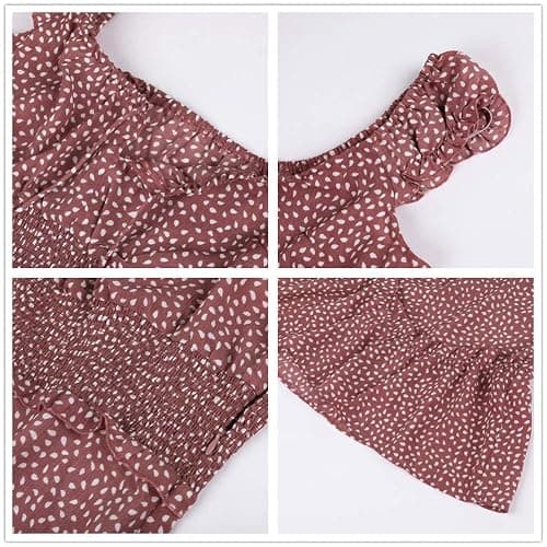 YOBECHO Womens Summer Ruffle Sleeve Sweetheart Neckline Printing Dress Mini Dresses thumbnail 5
