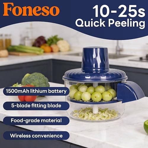 Foneso Fruit Peeling Machine, One-Touch Peeling & Auto-Ejection, Automatic Tomato Peeler for Grapes Plums Cherry Tomatoes, Easy to Clean with Removable Parts, Kitchen Peeler Appliances thumbnail 2