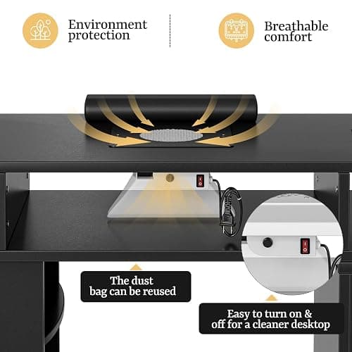 Paddie Manicure Table Nail Desk with LED Lamp & Light, Glass Cabinet Door Nail Table Station w/Dust Collector, Charging Station, Removable Acrylic Container, Cabinet and Drawer(Black-New) thumbnail 5