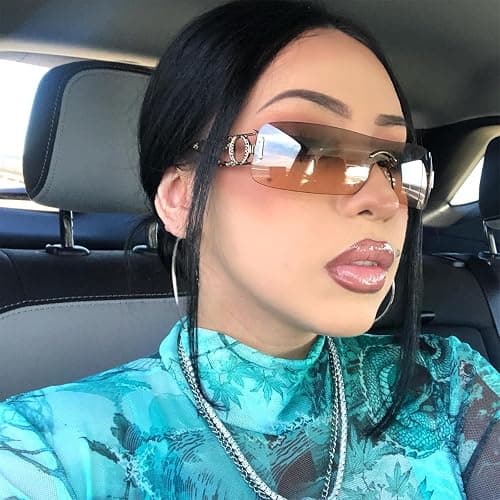 SENMARIES Rimless Y2k Sunglasses For Women Men Rectangle Vintage glasses Fashion Flame Metal Sunglass Frameless Retro Eyewear thumbnail 2