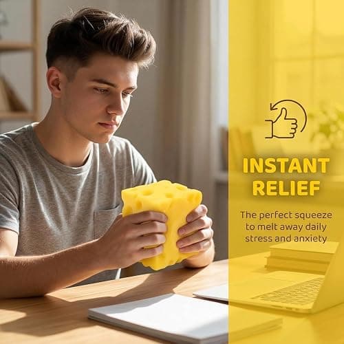 ZFFAFUR,Slow-Rebound Shapeable Squeeze Ball,7cm Cheese Squishy Toy Realistic Sensory Fidget Toy,Sensory Fidget Toy for Stress Relief, Anxiety Relief Gift for Adults thumbnail 4