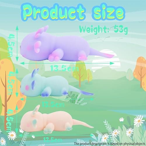 Axolotl Toy, Pull, Stretch and Squeeze Stress, Cute Fish Toy for Anxiety Relief, Birthday, Christmas, Office, Stocking Stuffer Gift, Toy Axolotl for Pulling (Set of 4) thumbnail 3