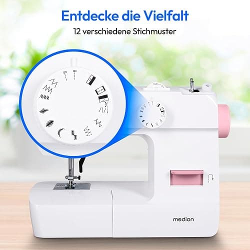 MEDION Nähmaschine SM70 (70 Watt, 12 verschiedene Stichmuster, LED Nählicht, einstellbare Stichlänge, Rückwärtstaste, Fadenschneider, MD11179) rosa thumbnail 4