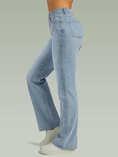 FUNUCA Straight Leg Jeans for Women,High Waisted Wide Leg Loose Microelastic Boyfriend Denim Pants thumbnail 4