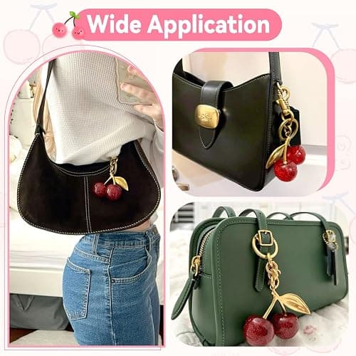 TINKRSTUFF Cherry Bag Charm Cute Key Chains Cherry Purse Charms for Handbags, Strawberry Keychain Valentine Gifts for Women thumbnail 5