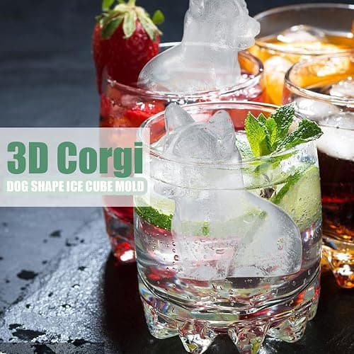 Corgi Dog gifts 3D Ice Cube Mold, Admaison Ice Cube Tray with Funnel for Cocktails, Bourbon,Brandy, Whiskey Gifts for Men, Silicone Fun Shapes Black (Corgi) thumbnail 3