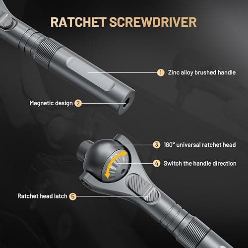 ATuMan 40 in 1 Ratchet Screwdriver Set with Detachable Handle, 180° Ratchet Head, 45-Tooth Mechanism, Magnetic Tool Kit with Case for Computer, Electronics Repair, Ideal for Home, DIY, and Maintenance thumbnail 3