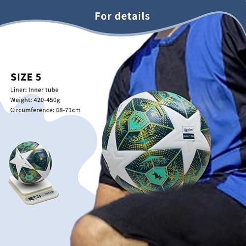 XAVOLENT Professional Soccer Ball Size 5,4 | Thermal Bonded Waterproof PU Match-Quality Training Ball with Pump thumbnail 4