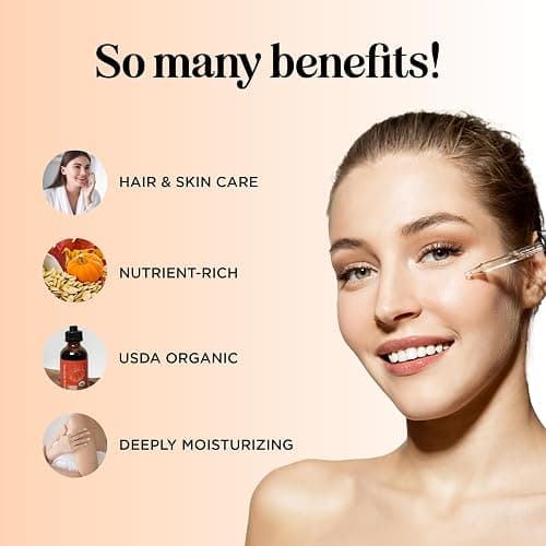 Maple Holistics Pumpkin Seed Oil Organic Certified - 100% Pure Organic Pumpkin Seed Oil for Hair and Anti Aging Face Oil - USDA Organic for Dry Hair and Volume - Virgin Cold Pressed & Unrefined (4oz) thumbnail 3