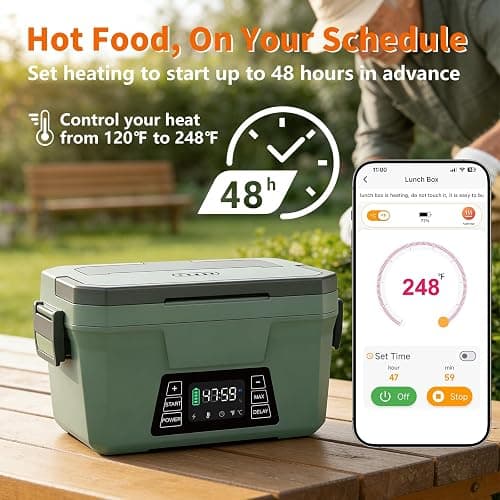 Monteka Cordless Electric Lunch Box for Adults, Rechargeable Heated Lunch Box with Scheduled Heating, Portable Food Warmer with Memory Function & Automatic Keep Warm, Christmas White Elephant Gifts thumbnail 3