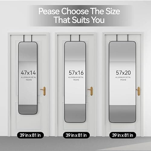 SCWF-GZ 57x16 Door Hanging Full Length Mirror, Floor Stand (Height 5.7ft just Body in1.3ft) Wall Mounted Metal Frame Rectangle Dressing Mirrors for Bedroom Bathroom Room 57 inch Black thumbnail 8