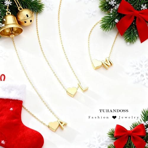 Turandoss Christmas Gifts for Grandkids - Dainty 18K Gold Plated Tiny Heart Initial A-Z Letter Pendant Necklace Stocking Stuffers for Teen Girls Jewelry thumbnail 6