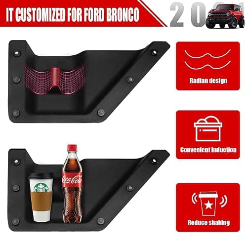 Mabett Front Door Storage Pockets for Ford Bronco Accessories 2026,2021-2025, Side Door Organizer Box fit Bronco 2/4-Door, Insert Cup Holder(2PCS) thumbnail 4