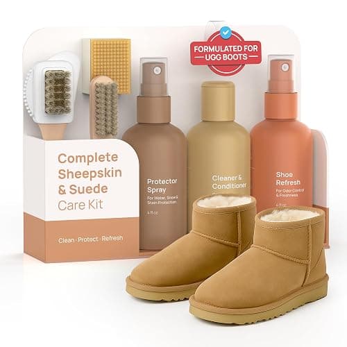 Suede & Sheepskin Cleaning Kit Compatible with UGG Footwear - Gentle Cleaner and Conditioner, Protector Spray, Odor Remover, Suede Stain Nap Eraser, Dual Brush Set - For UGG Shoes, Boots thumbnail 8