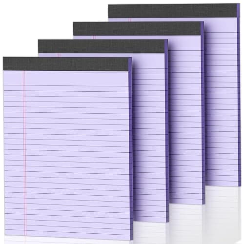 4 Pack Purpel Legal Pads 8.5 x 11 Purpel Note Pads 8.5 x 11 Notepad 8.5 x 11 Micro Perforated Writing Pads Lined Paper Pads Wide Ruled Pad of Paper 30 Sheets Notebook for Study, To-Do Lists, Office - Image 1