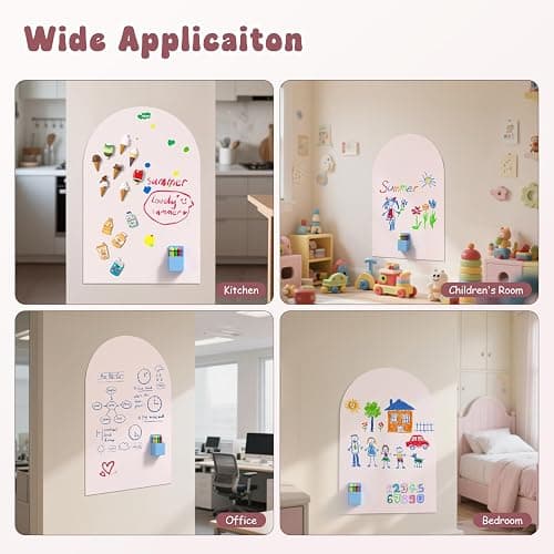 Magnetwand kinder, Selbstklebende Wandtafel in Bogenform, Geeignet zum Schreiben und Zeichnen, Wiederverwendbar, Magnetischer Wandaufkleberbogen Kinder für Mädchen und Jungen (120 x 80 cm) (Rosa) thumbnail 8