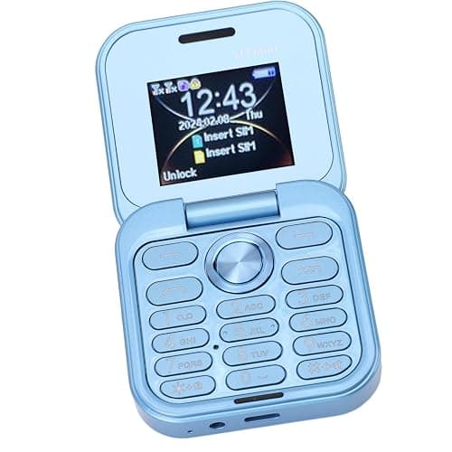Brrnoo Flip Small Cell Phone Dual Nano SIM Media Player HD Rear Camera LED Flashlight GSM Network Seniors (Blue) thumbnail 8