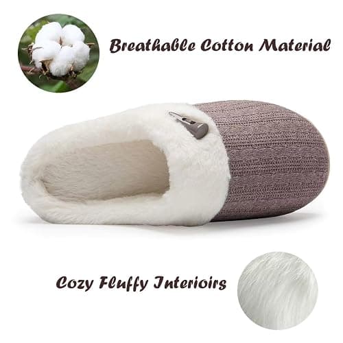 NineCiFun Women's Slip on Fuzzy Slippers Memory Foam House Slippers Outdoor Indoor Warm Plush Bedroom Shoes Scuff with Faux Fur Lining thumbnail 5