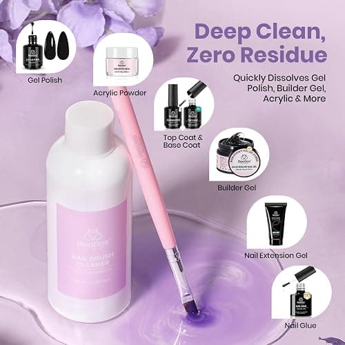 Beetles Nail Art Brushes Cleaner and Conditioner 85ml/2.87 Fl.Oz Nail Brush Restorer Quick Clean Break in Manicure Brush of Gel Polish, Nails Extension Gel, Dip Powder, Acrylic Builder DIY and Salon thumbnail 3