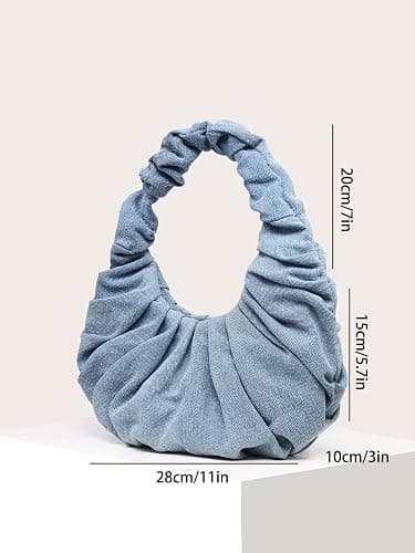 Verdusa Women's Pleated Denim Clutch Bag thumbnail 6