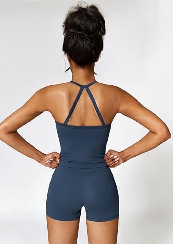 QBGJTD Two Piece Workout Sets For Women Tank Top Matching High Waist Booty Lifting Shorts Gym Yoga Active Wear Outfits thumbnail 3