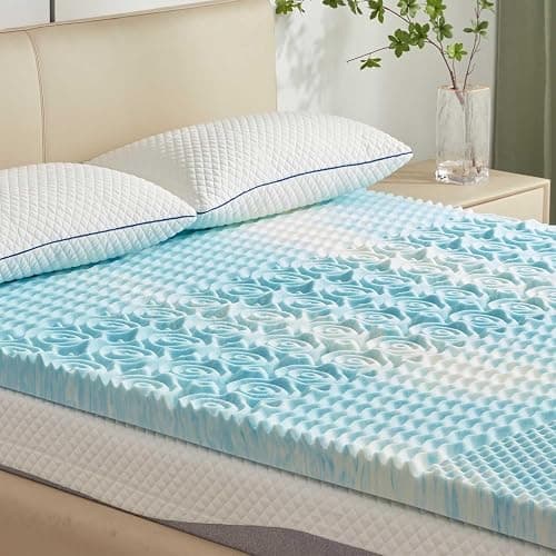SINWEEK 5-Zone Memory Foam Mattress Topper, 2 Inch Twin, Blue - Image 1