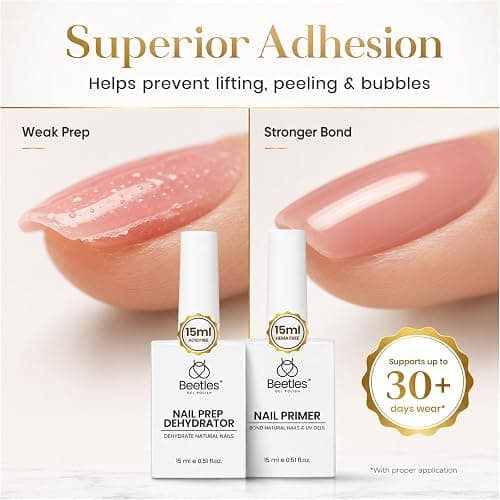 Beetles Nail Dehydrator and Primer Set, 2Pcs 15ml, HEMA-Free | Acid-Free Natural Nail Prep with Fast-Dry Dehydrator and Bond Primer for UV Gel Nails and Professional Salon Use thumbnail 2