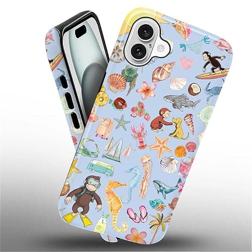 CARLOCA Case for iPhone 16,Monkey Summer Beach Shell Design Hybrid Dual Protection Soft TPU + Hard PC, Shockproof & Anti-Scratch Cover Men Women Stylish Protective Phone Case thumbnail 2