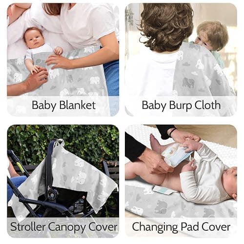 TANOFAR Car Seat Cover Baby, Carseat Covers Baby Boy Girl, Peekaboo Opening Infant Car Seat Cover for Winter, Warm & Cozy, Grey Elephant thumbnail 7