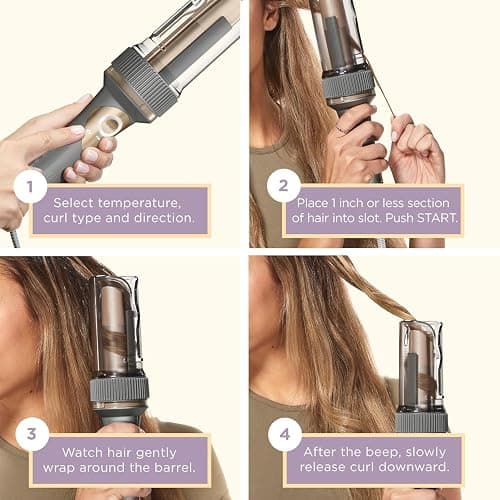 Conair CD1032C Curl Secret 1 ¼ inch Barrel Auto Hair Curler - 3 curl directions - Medium to Long Hair Lengths produces wavy, soft or blowout curls, All hair types, Dual Voltage for Worldwide Travel - Gray - 1 ¼ inch Barrel thumbnail 4