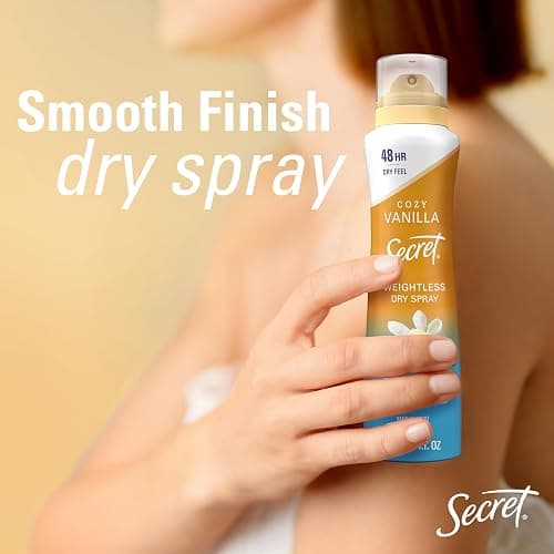 Secret Dry Spray Antiperspirant Deodorant for Women, 48hr Weightless Sweat & Odor Protection, Gentle on Skin, Cozy Vanilla Scent, 4.1 oz (Pack of 3) thumbnail 6