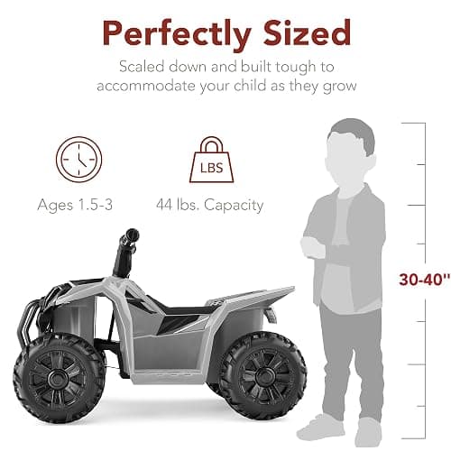 Best Choice Products 6V Kids Ride On Toy, 4-Wheeler Quad ATV Play Car w/ 1.8MPH Max Speed, Treaded Tires, Rubber Handles, Push-Button Accelerator - Gray thumbnail 3