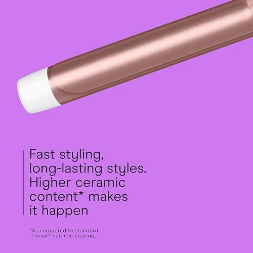 Conair Double Ceramic 1 1/4-Inch Curling Iron, 1-1/4 Inch Extra-Long Barrel Hair Curling Iron, 30 Heat Settings, Turbo Heat, Auto Off, Cool Tip, Dual Voltage, Rose Gold thumbnail 3