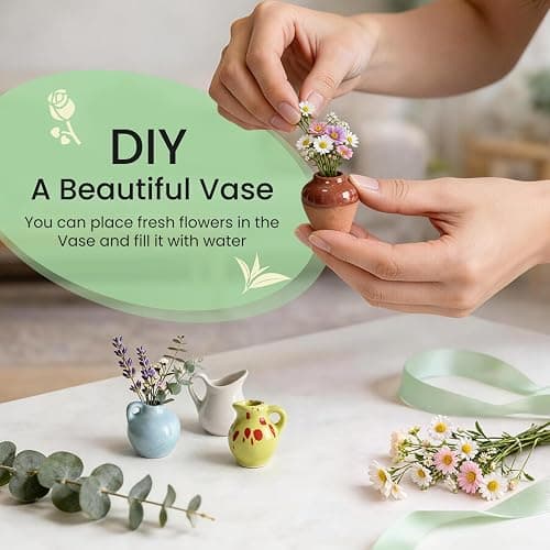 8 Pcs Cute Mini Vase Magnets for Fridge, Funny Plant Decorative Magnets | Tiny Ceramic Vase Refrigerator Magnets with Faux Flowers, for Fridge, Kitchen, Locker & Office Decor Gift thumbnail 4